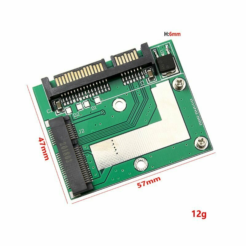 Адаптер DP9 Mini PCI-E mSATA SSD на 25 SATA переходник преобразователь (Зеленый)