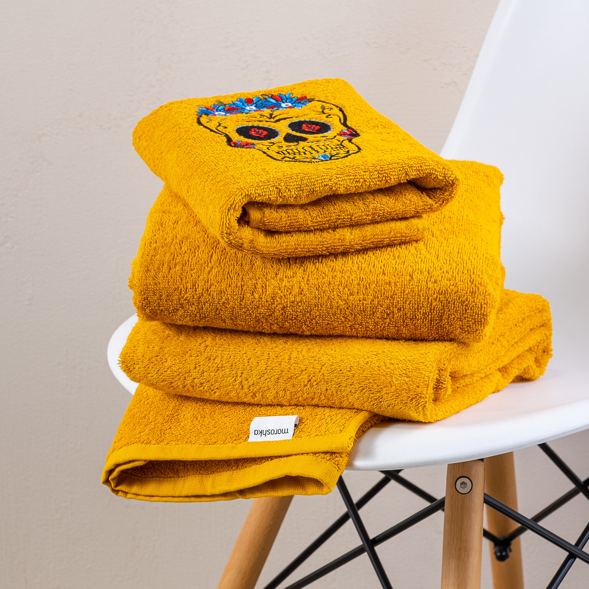Полотенце Los Muertos для ванной 70х140 см., цвет желтый - фотография № 3