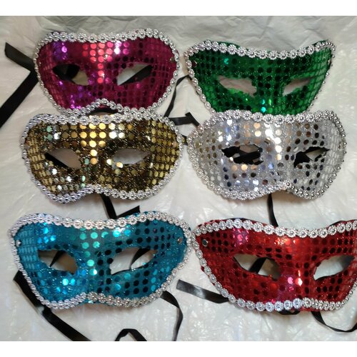 фото Карнавальная венецианская маска с кружевами . комплект 6 шт. нет бренда