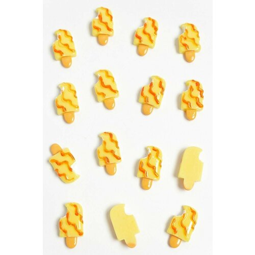 Кабошон Мороженое на палочке, полоски (20 шт) SF-3106, светло-желтый