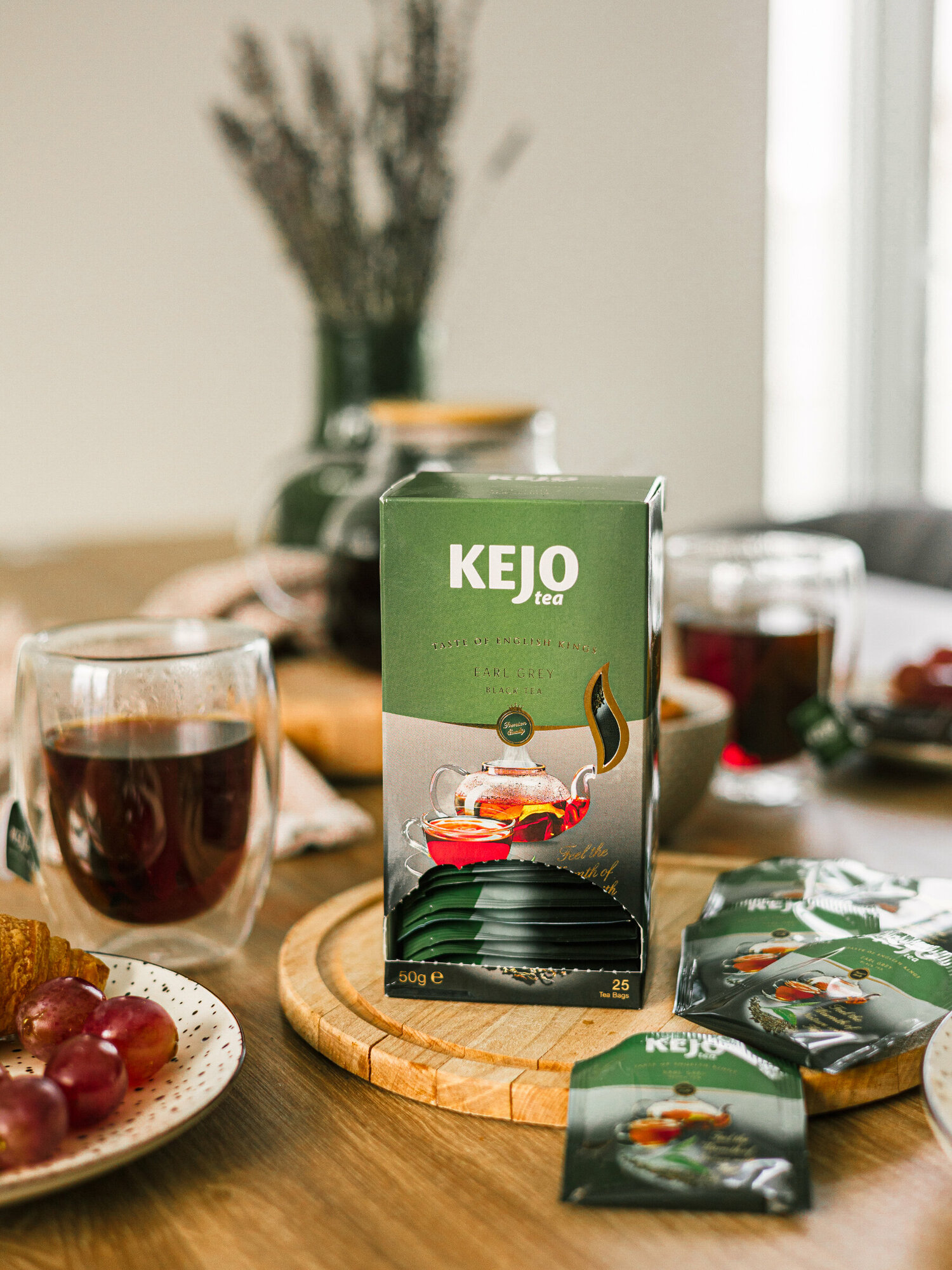 Чай черный KEJOfoods TASTE OF ENGLISH KINGS Earl Grey с ароматом бергамота в пакетиках 25*2гр картон Kejo Tea - фото №4