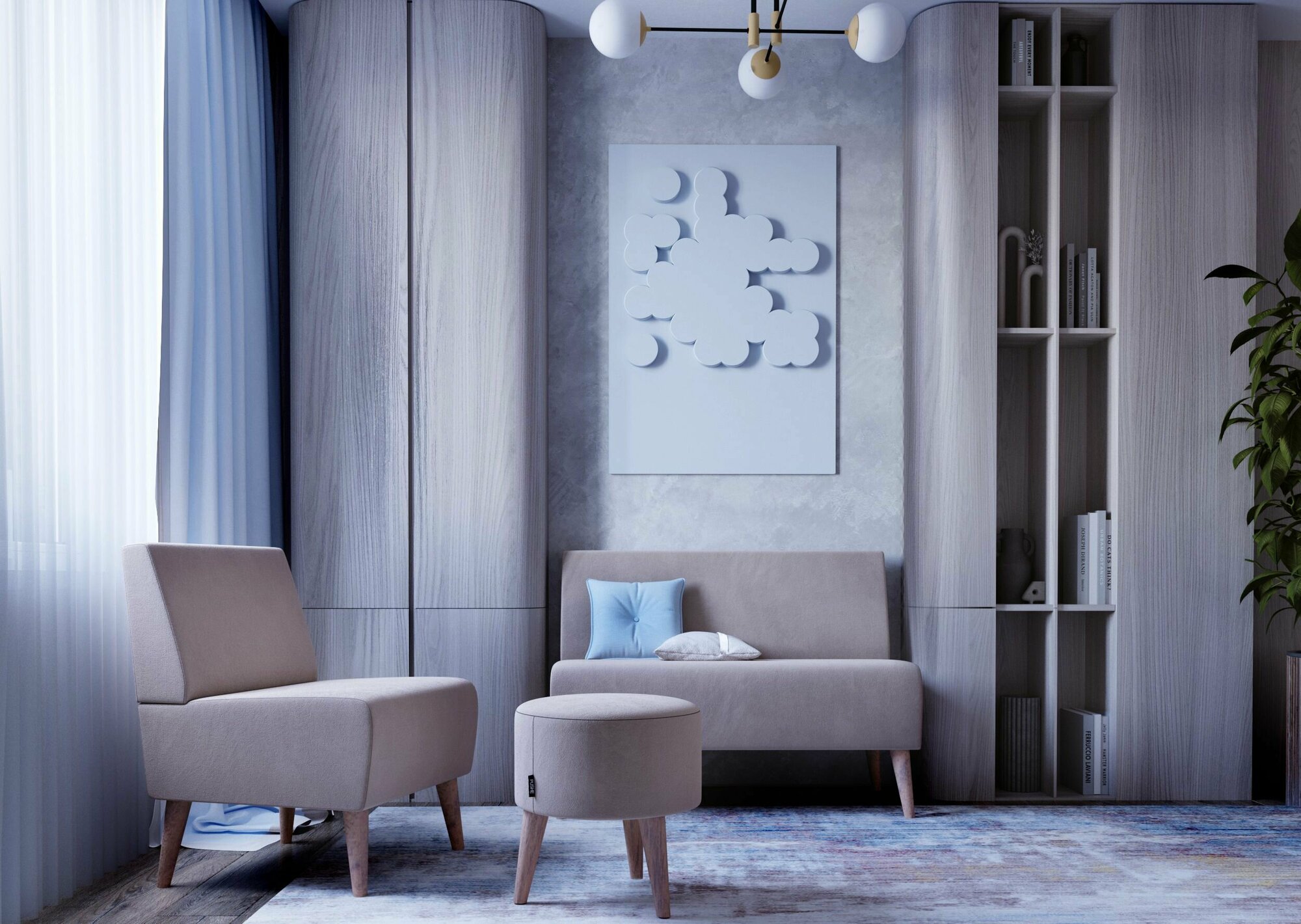 фото Прямой диван PUSHE Килт без подлокотников, нераскладной, для кухни, прихожей, балкона, детской, бежевый Balance 130