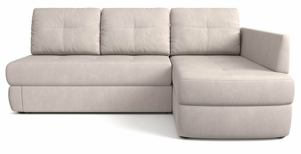 Угловой диван-кровать PUSHE Арно, правый угол, велюр, бежевый Formula 102