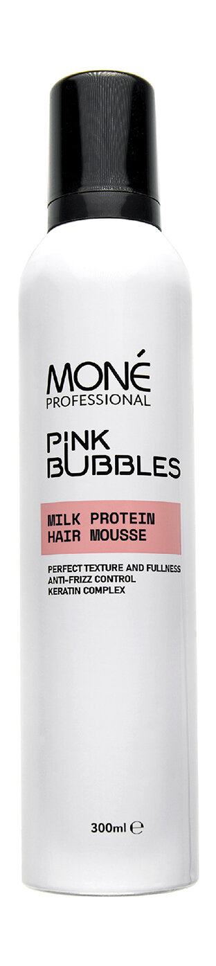 Легкий мусс для кондиционирования и моделирования волос Mone Professional Pink Bubbles Milk Protein Hair Mousse /300 мл/гр.