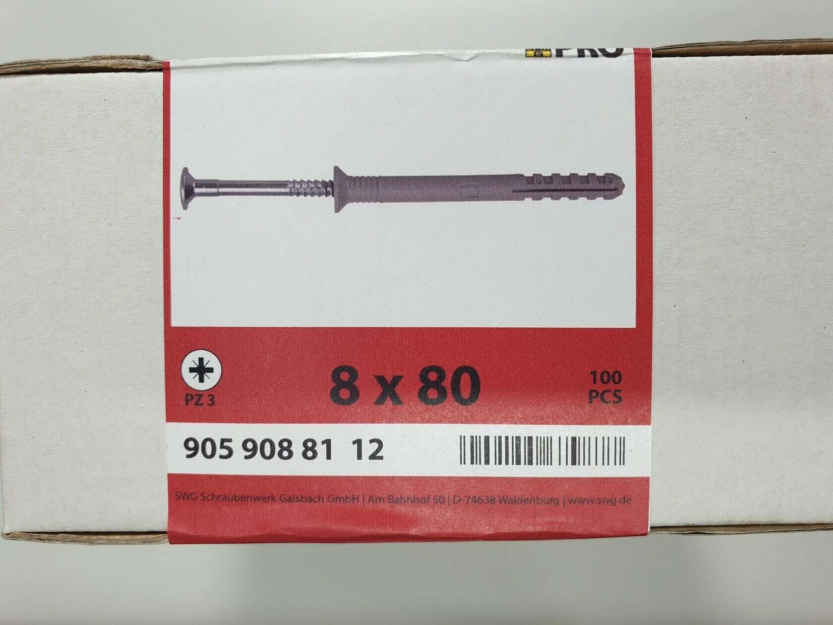 Дюбель-гвоздь полукруглая голова PZ3 8x80 (100 pcs) SWG, Германия