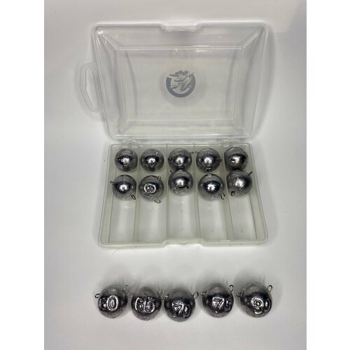 фото Набор рыболовных грузил, чебурашка разборная 60-80 грамм + коробка, скоба 0,8 мм, ( 15 штук ) снасти кронштадт