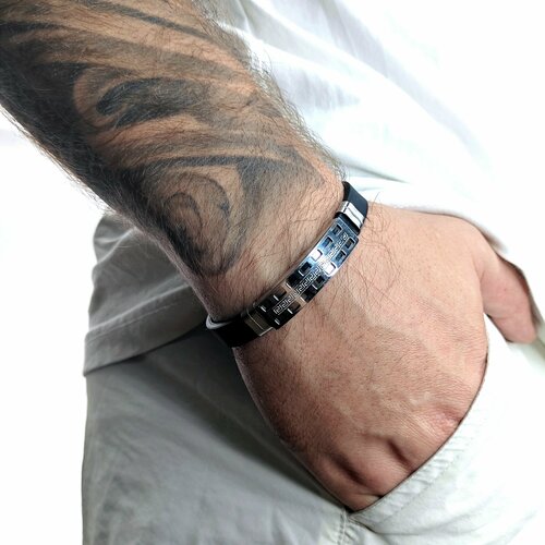 фото Браслет, металл, черный, серебряный нет бренда