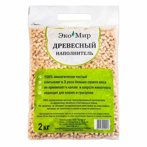 Экомир Древесный Наполнитель для туалета 2кг 345₽