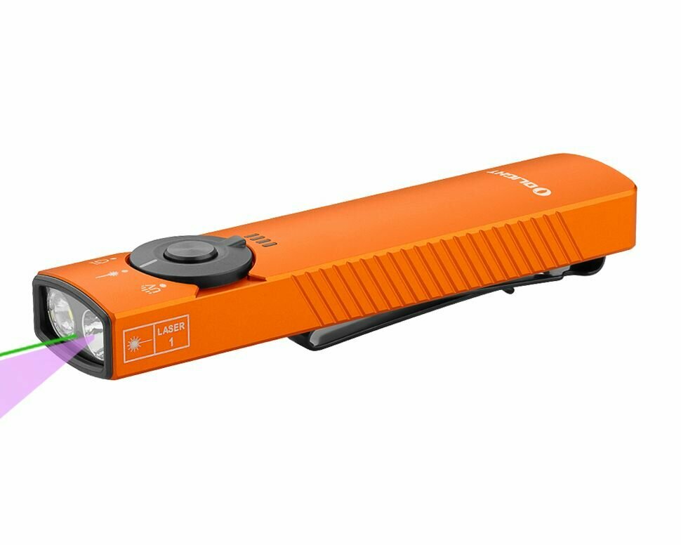 Фонарь Olight Arkfeld Pro Orange Cool white (ЛЦУ и УФ), Li-po 1500 mAh, 102 метр, 1300 люмен (Комплект)