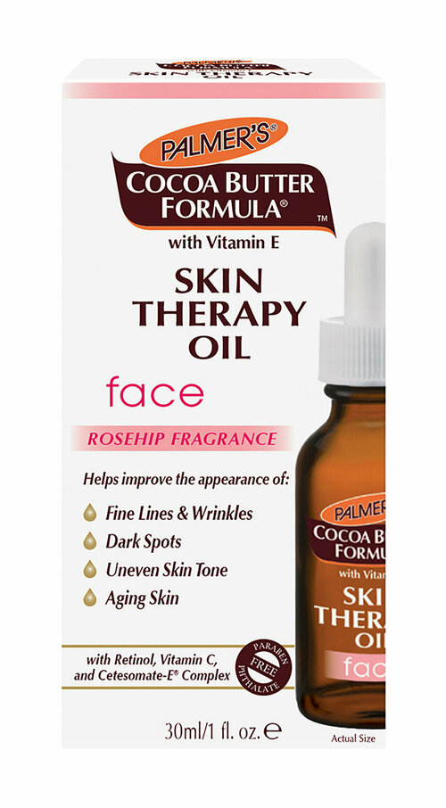 Масло для лица интенсивного действия с маслом какао и маслом шиповника Palmers Cocoa Butter Formula Skin Therapy Oil Face