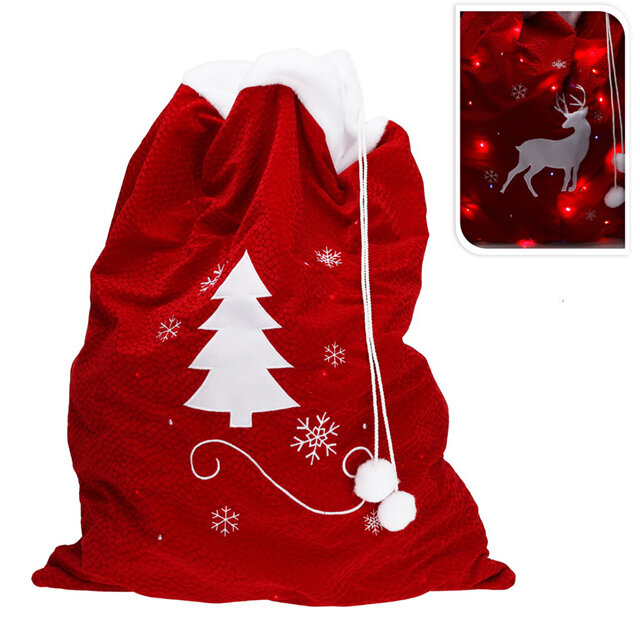 Koopman Мешок Деда Мороза с подсветкой Молодая Елочка 90*60 см, 24 теплых белых LED, на батарейках AAF514270