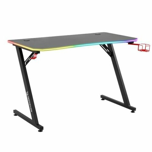Компьютерный стол Gamelab Monolith с RGB подсветкой, габариты 114 х 60 х 75 см, столешница МДФ, 2 кабель-канала черный