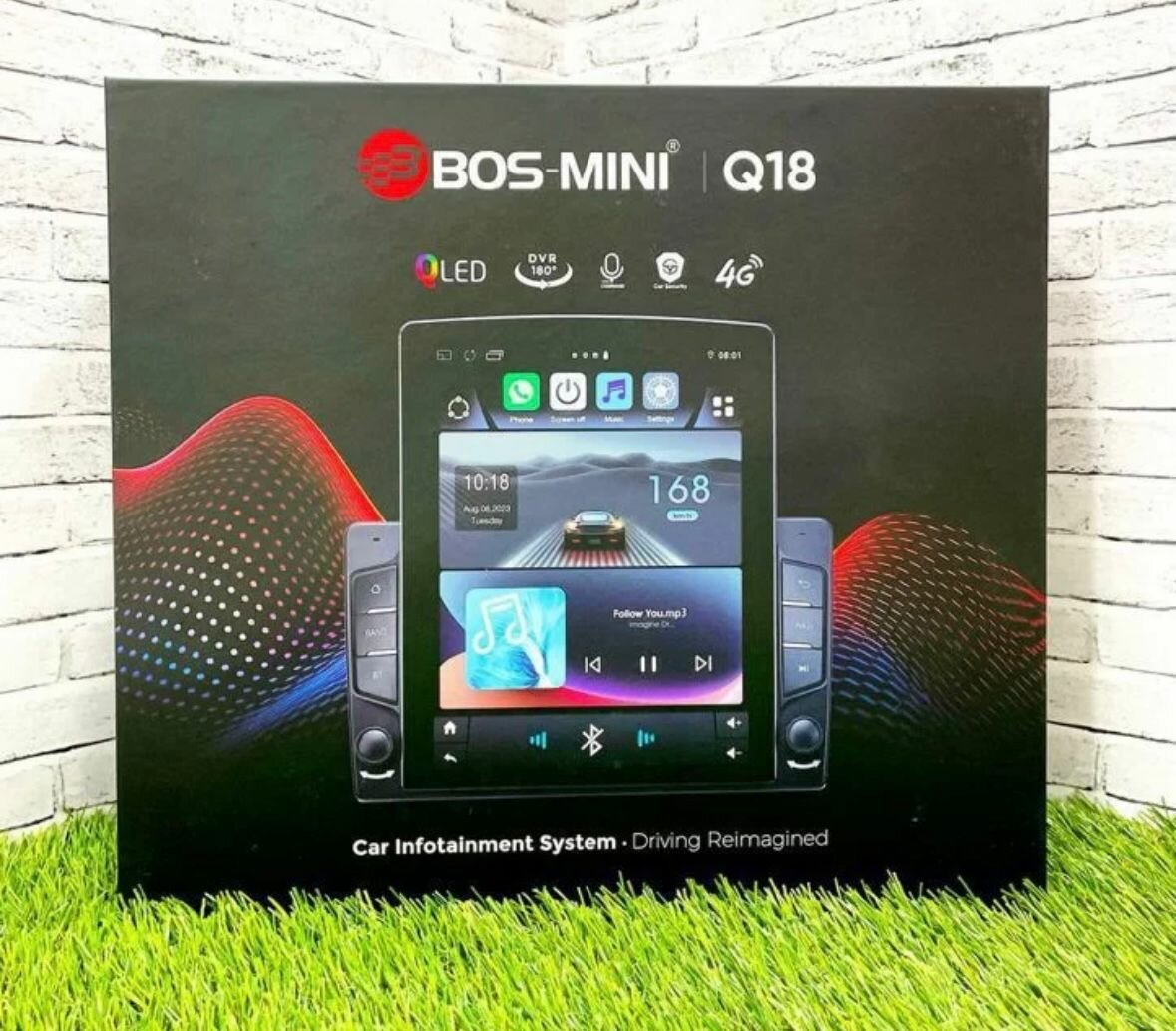 Магнитола в стиле Tesla Bos-mini Q18 4/128 GB с поддержкой Sim карты (Carplay/AndroidAuto)