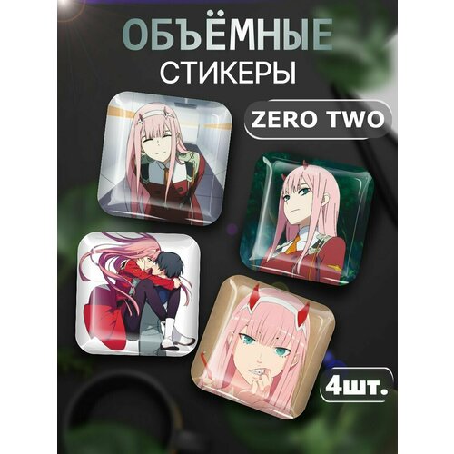 3D наклейка на телефон, Набор объемных стикеров - аниме Зеро Ту, Zero Two