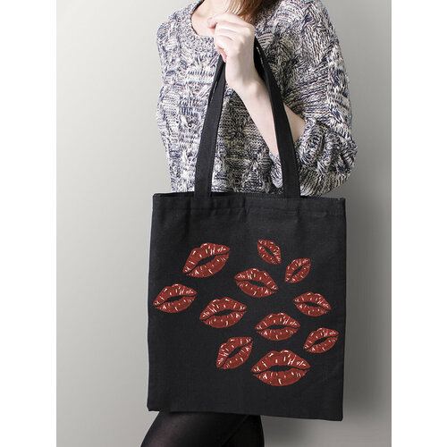 фото Сумка шоппер just4you, фактура матовая, плетеная, красный, черный