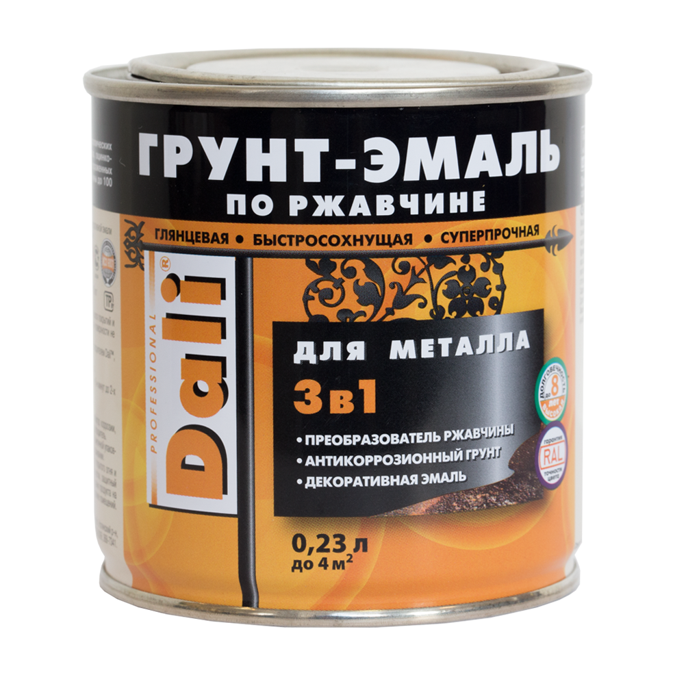 фото Грунт-эмаль по ржавчине 3в1 гладкая DALI (белый (База А) / 4.5л.)
