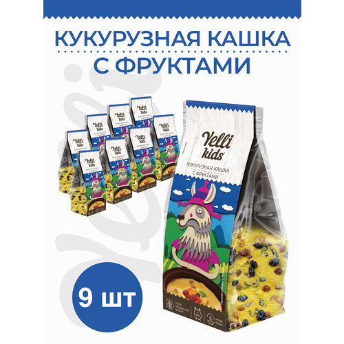 Кукурузная кашка с фруктами Yelli kids 9 пачек по 120г каша yelli kids кукурузная с фруктами детская 120г х 3шт