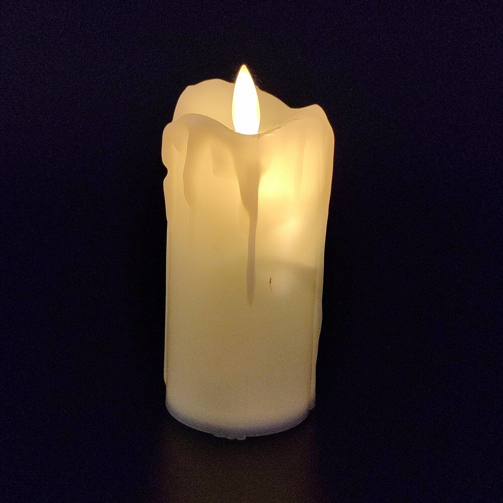 Светодиодная свеча "Живое пламя" | Led свеча-ночник с имитацией воска, 11 см — фото 1