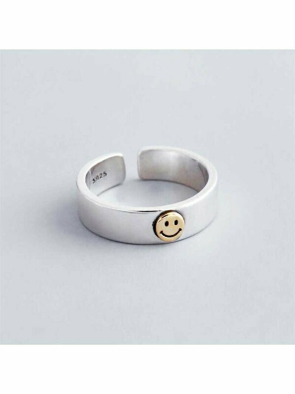 Кольцо со смайлом широкое смайлик смайл безразмерное разъёмное кольцо для женщин мужчин подростков для ребёнка бижутерия украшение на палец аксессуар