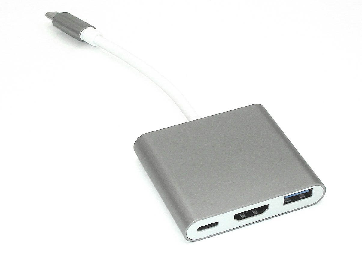 Адаптер Type-C на USB HDMI 4K Type-С для MacBook серый