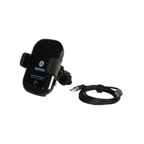 Держатель телефона с беспроводной зарядкой Arroys Vent W2 Auto 15W с креплением в решетку держатель автомобильный borofone bh84 experience двойной зажим на воздуховод цвет чёрный
