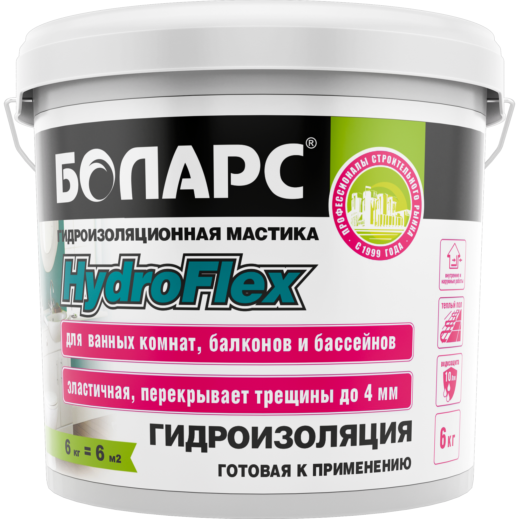 Гидроизоляция полимерная Боларс HydroFlex 6 кг - фото №9