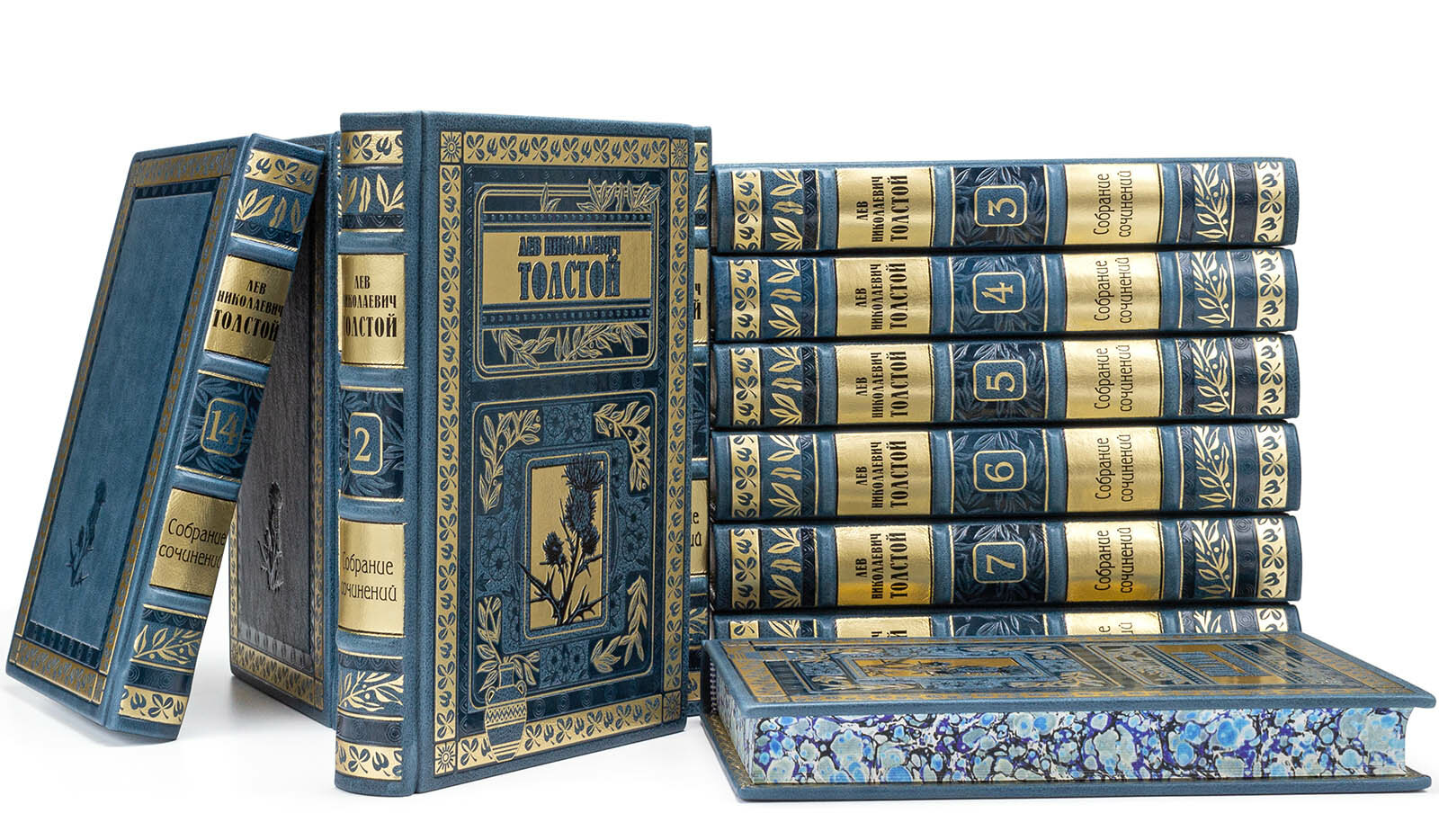 Лев Толстой собрание сочинений в 14 томах кожаный переплет