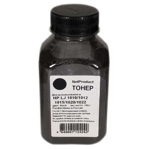 Тонер NetProduct для HP LJ 10101012101510201022 Bk 100 г банка 193₽