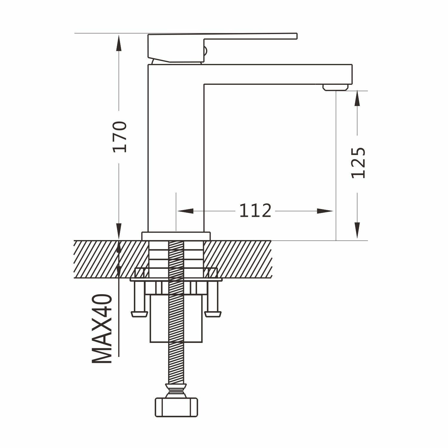 Смеситель для раковины Shevanik S7001H, нержавеющая сталь, рычажное управление, черный — фото 1