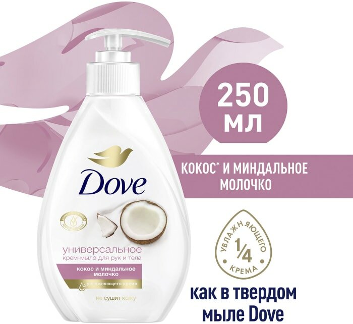 Крем-мыло жидкое Dove Кокос и миндальное молочко 250мл