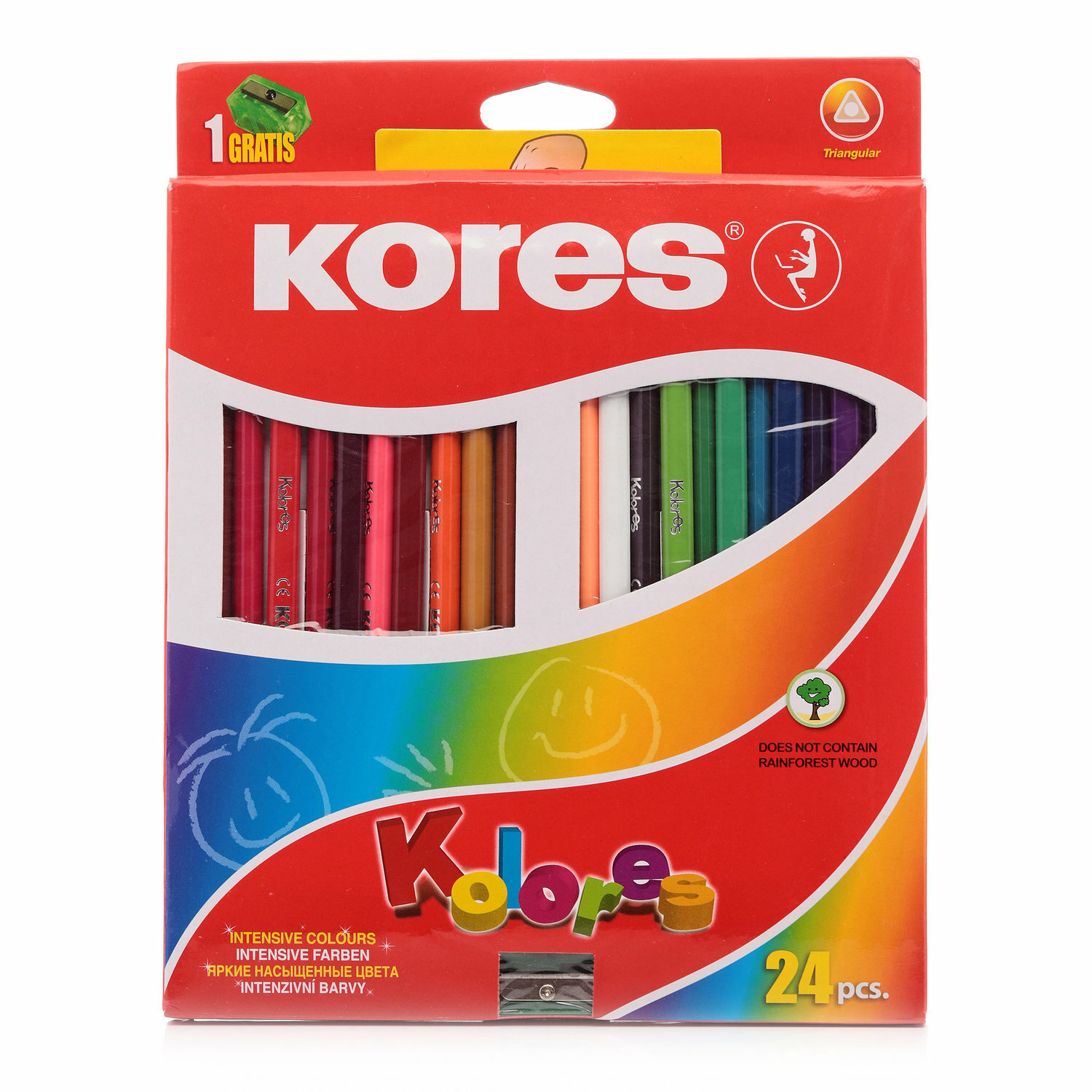Карандаши цветные Kores 24 цвета с точилкой - фото №11