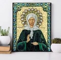 Алмазная икона Святая Матрона Московская вышивка мозаика картина стразами размер 20Х30 на подрамнике