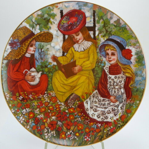 Декоративная коллекционная тарелка "Волшебный день: Восхитительное чаепитие". Фарфор, деколь, золочение. США, The Carson Mint, ДжоАнна Микс, 1981
