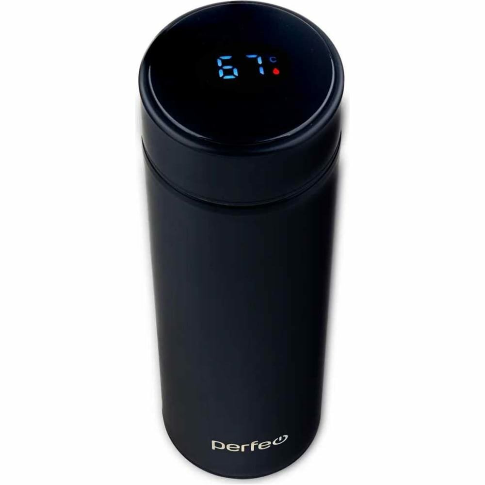 Термос PERFEO для напитков с термомертом, ситечком, объем 0,45 л, черный (PF_C3719)