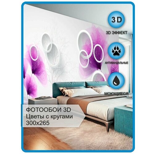 Флизелиновые фотообои 3D Круги 300х265