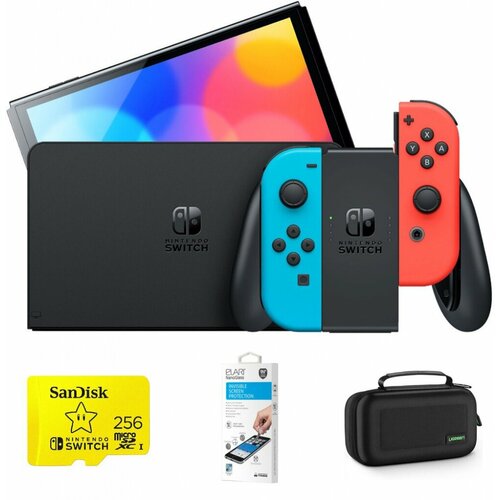 Игровая приставка Nintendo Switch Oled Neon Red-Blue Выгодный набор + подарок серт. 200Р!