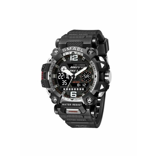 Наручные часы SMAEL SM8072WHITE, черный, серебряный часы smael мужские кварцевые водонепроницаемые брендовые спортивные с резиновым ремешком с хронографом