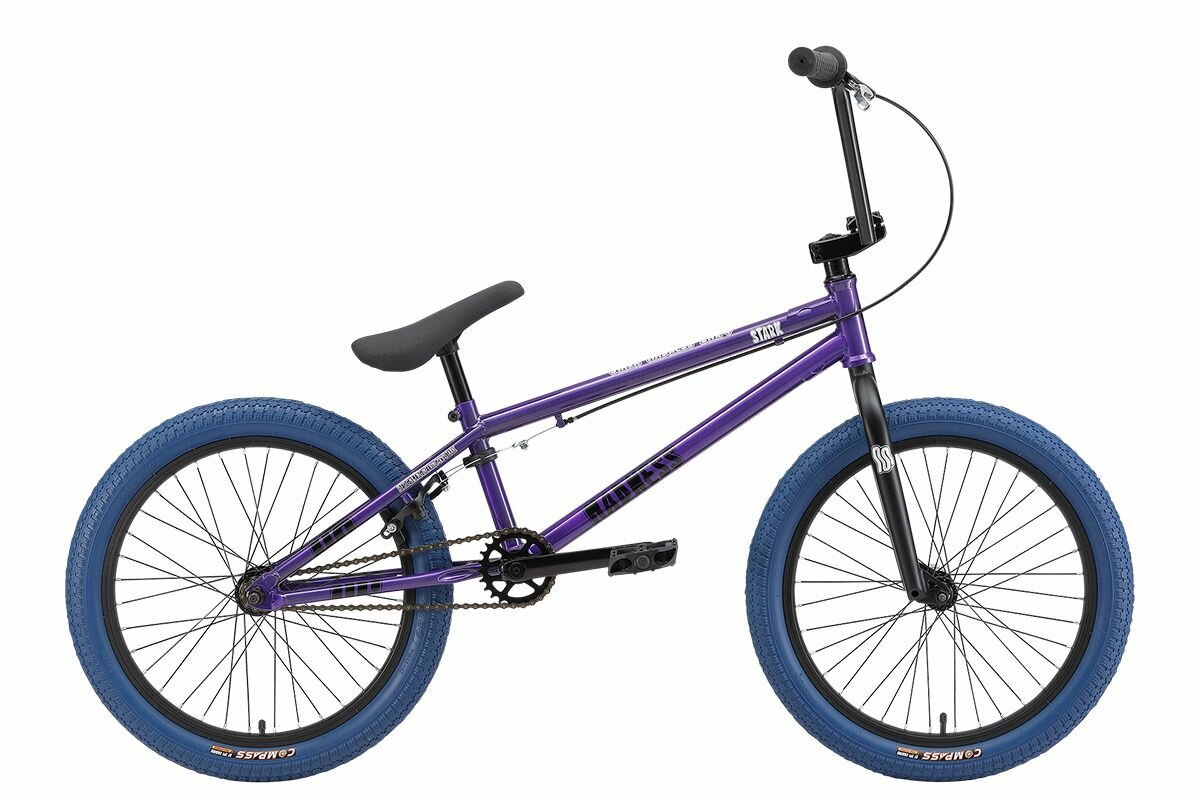Велосипед Stark Madness BMX 4 (2024) 9" серо-фиолетовый/черный/темно-синий
