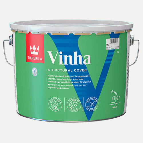 Изображение товара Tikkurila Vinha / Тиккурила Винха кроющий антисептик для древесины водорастворимый База А 9л