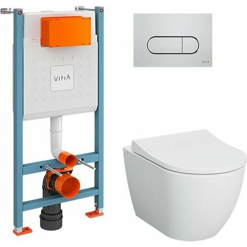 Инсталляция с подвесным безободковым унитазом Vitra Mia Round L-Box 9873B003-7201