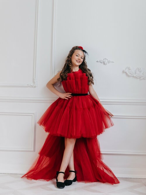Платье, размер 134/140, красный