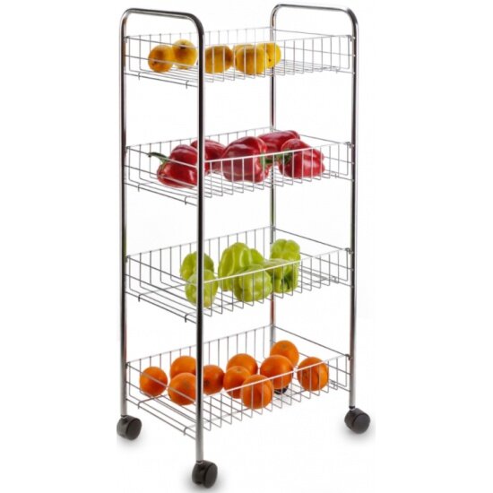 Подставка на колёсных опорах Tekno tel MG004 прямоуг  4 яруса  хром