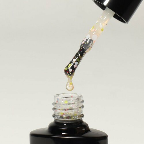 Гель лак для ногтей, «MILK GLITTER», 3-х фазный, 8мл, LED/UV, цвет (04), Queen fair, цвет золотистый