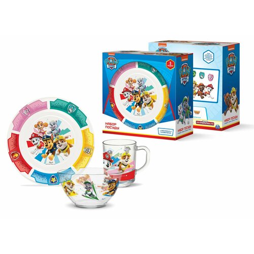 Посуда стеклянная Priority КРС-1191 Набор посуды детский Щенячий патруль 20 х 10 х 20 см 3 предм 2796₽