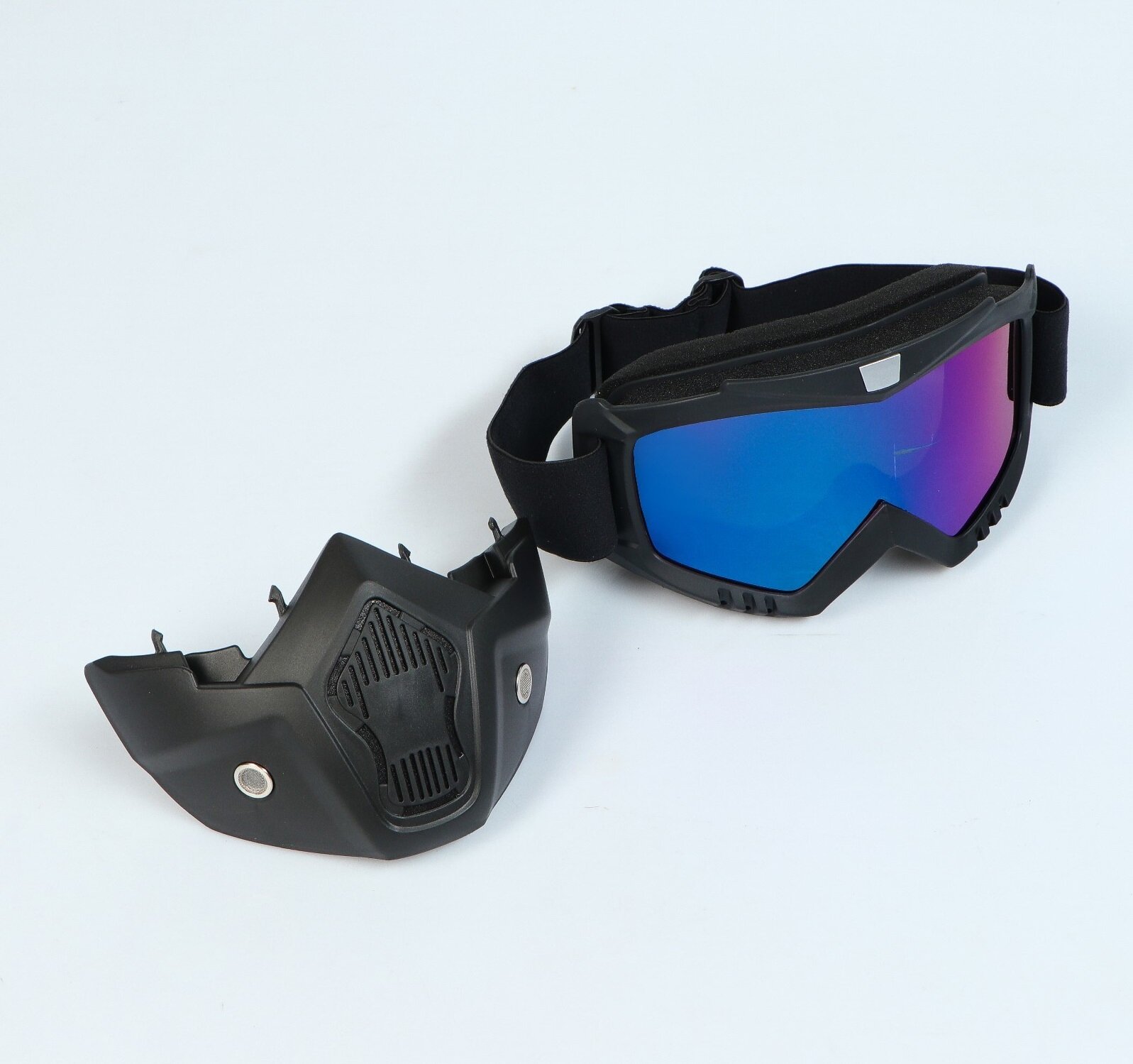 Очки-маска для езды на сноуборде лыжах снегоходе квадроцикле мототехнике разборные стекло "Хамелеон" черные