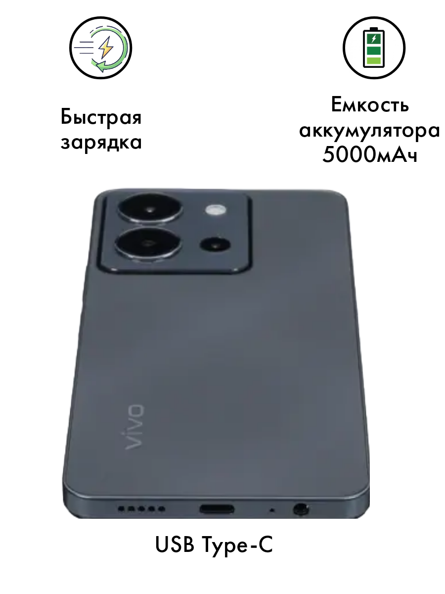 Смартфон Vivo Y36 256ГБ, черный (5664911) - фото №14