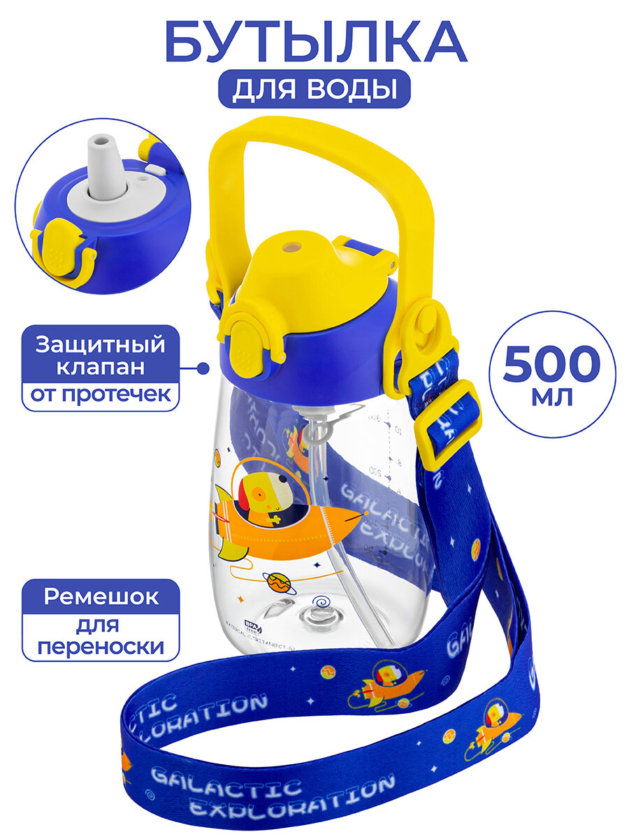 фото Бутылка для воды 500 мл Elan Gallery "Синяя" 8х8х16,5 см