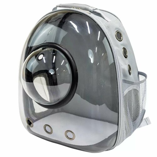 Рюкзак прозрачный Catidea с иллюминатором для переноски кошек и собак светло-серый (MM-CA-41)