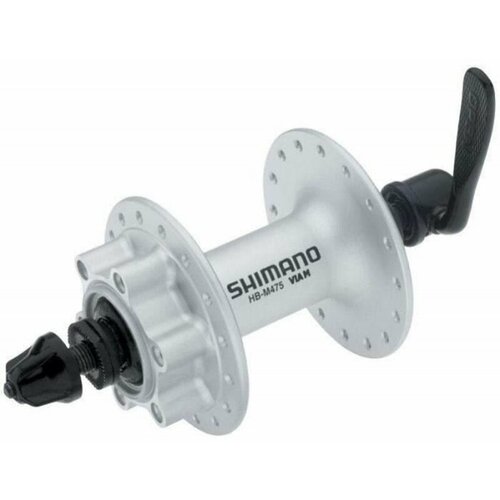 фото Втулка передняя shimano m475, 36 отверстий, 6-болт, qr, сереб.