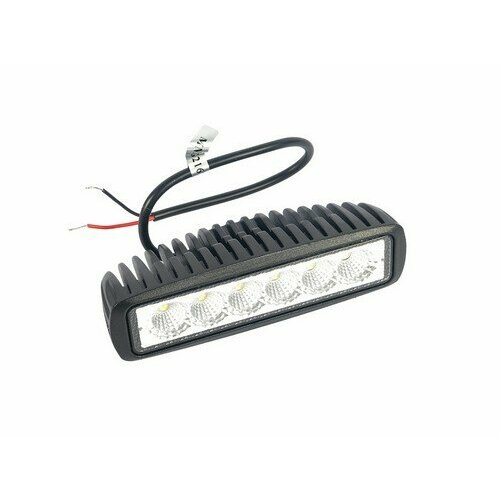 Маяк Фара светодиодная MK1012 FL (рабочий свет, прямоуг. мет. корп. 6 LED, 18W) BLACK (маяк)
